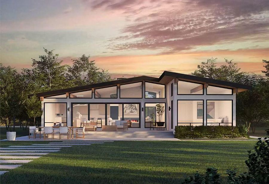 A Modern Home with Floor-to-Ceiling Windows Across the Whole Back