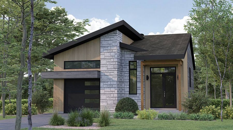 A 30'-Wide Modern Home with a Finished Basement Level and Three Split Bedrooms
