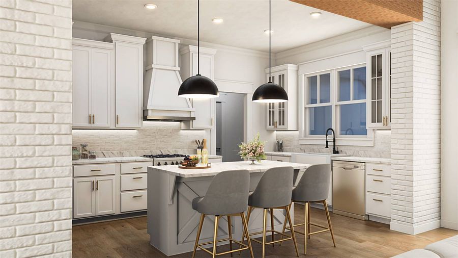 The U-Shaped Island Kitchen in a Popular Split-Bedroom Ranch Design