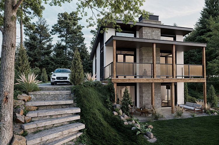 A Walkout Contemporary Home with a Rectangular Footprint and Outdoor Living