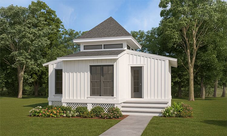 A Tiny Two-Bedroom Cabin with a Plus-Sign Shape