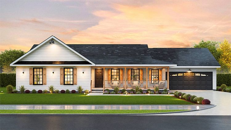 A Small Traditional Ranch with 1,469 Square Feet, Three Grouped Bedrooms,  and Formal Living