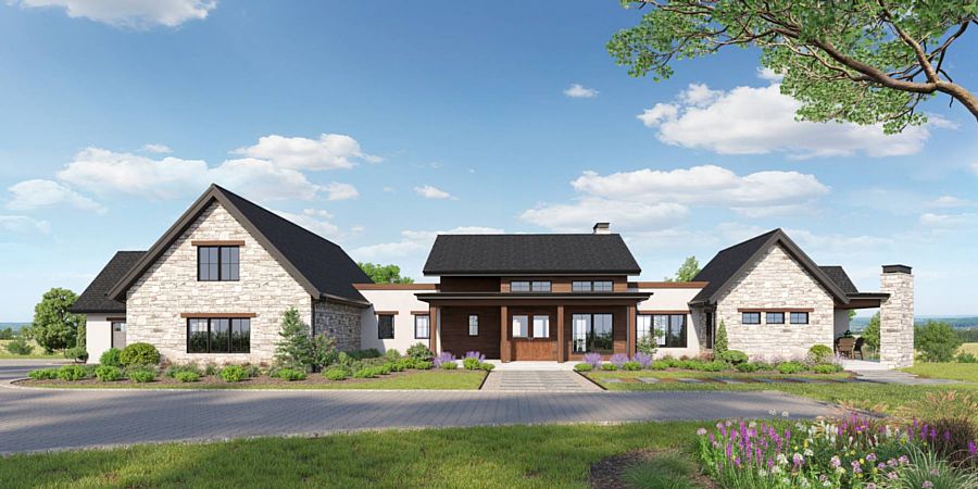 A Sprawling Modern Ranch with Bright Living, Two Split Bedrooms, and a Walkout Basement