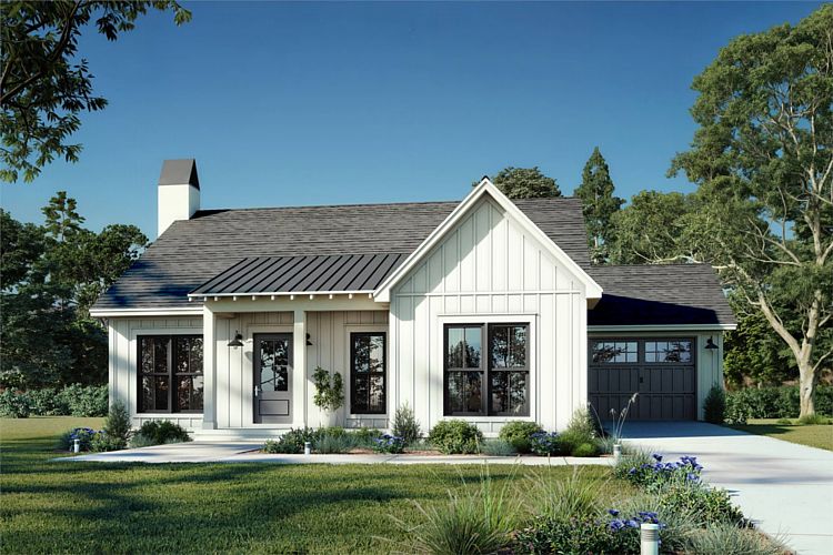 A Country Ranch with 1,400 Square Feet, 2 Beds, 2 Baths, an Office, Open Living, and a 1-Car Garage