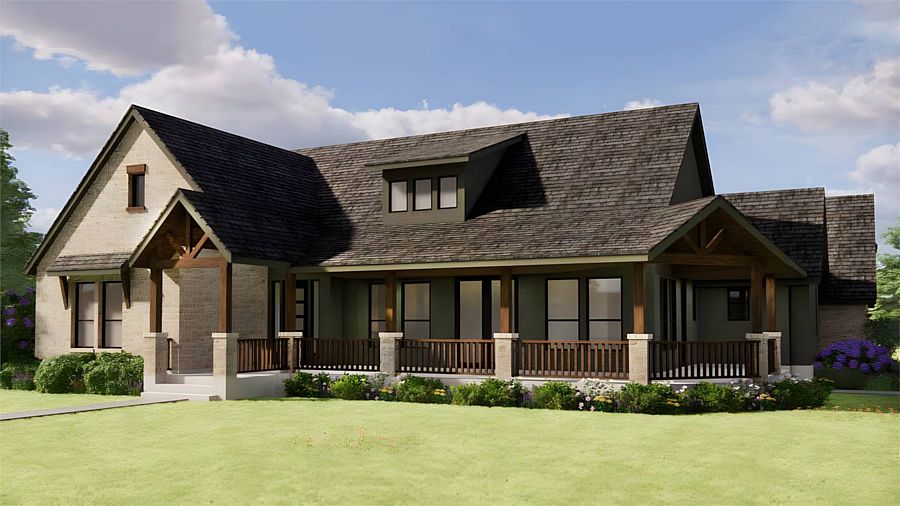 A Rustic Ranch with 3 Bedrooms, Vaulted Living, a Wraparound Front Porch, and a BBQ Patio