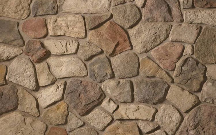 Rustic, Irregular Fieldstone in Tan, Ruddy, and Grey Tones