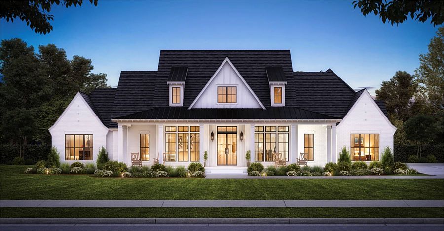 A Spacious Southern Farmhouse with Symmetrical Curb Appeal and 3,127 Square Feet with 4 Split Beds