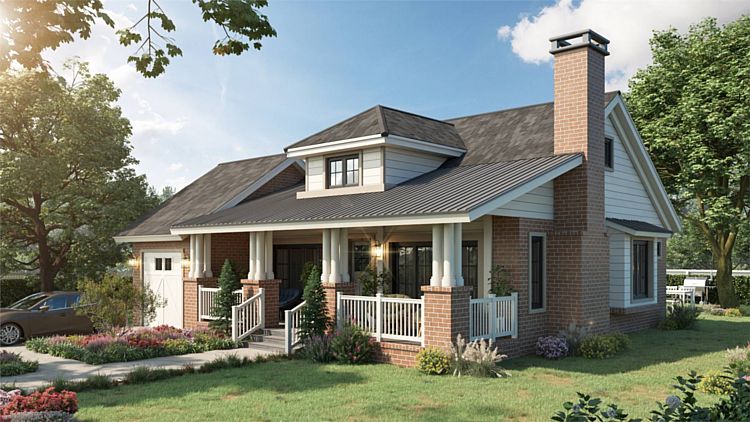 A Bungalow with 1,166 Square Feet, 2 Beds, 2.5 Baths, Open Living, and a 1-Car Garage