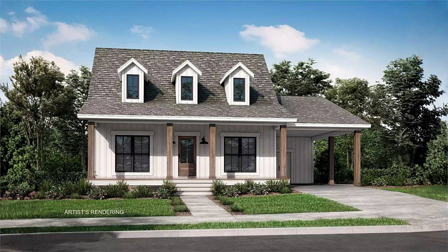 A 900-Square-Foot Home with 2 Bedrooms, 2 Baths, Open Living, and a Carport