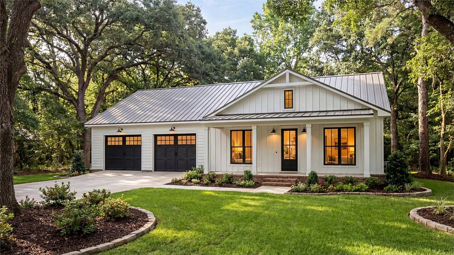 A Small Barndo Ranch with Simple Style, 1,280 Square Feet, 2 Bedrooms, 2 Baths, and a Large Garage