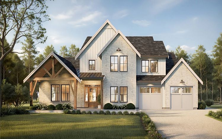 A 2-Story Farmhouse with 3,367 Square Feet, 4 Beds, 3.5 Baths, Vaulted Ceilings, and a Great Kitchen
