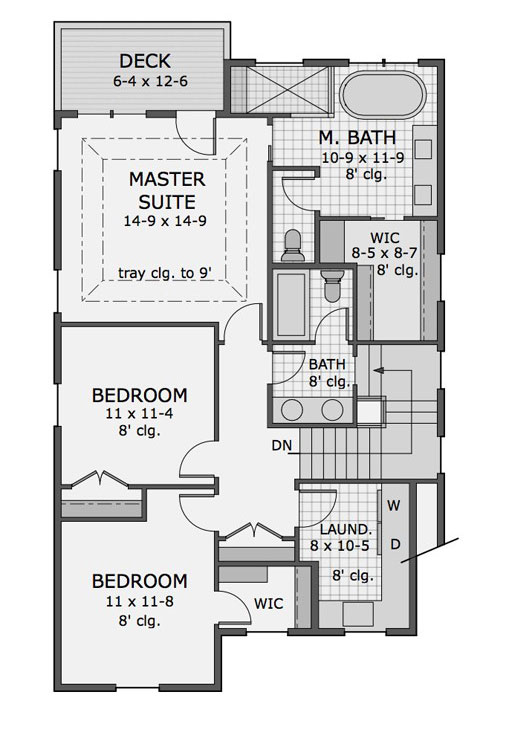 2nd Floor House Map Three-Bedroom Bungalow House Plan - Plan 9733
