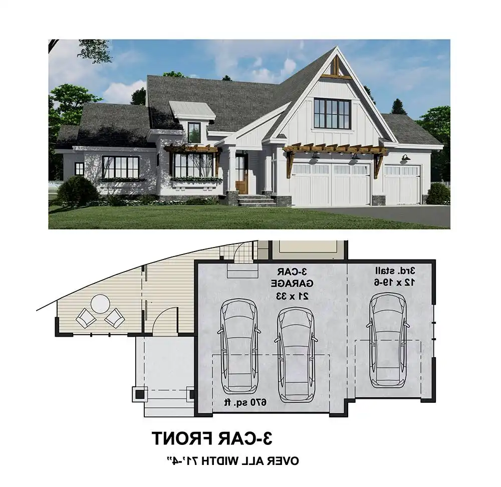 3-Car Front Entry Garage