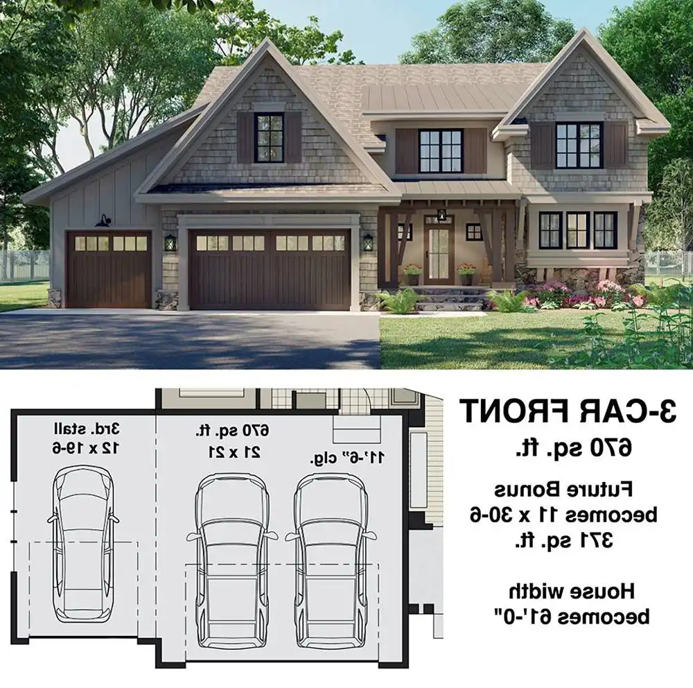 3-Car Front Entry Garage