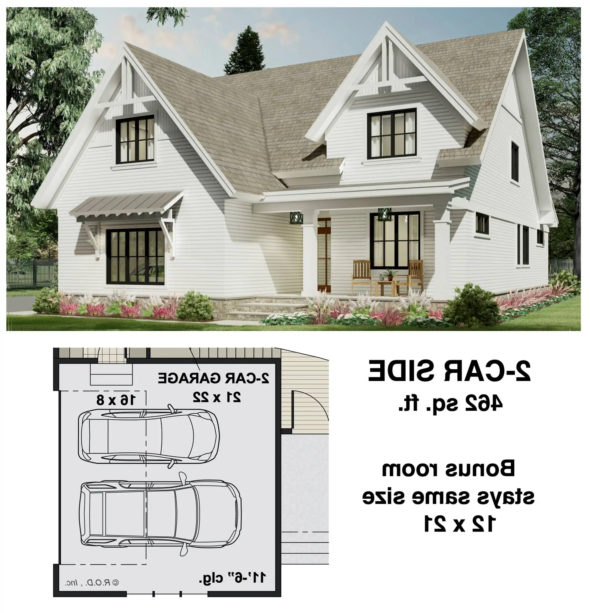 2 Car Garage Side Entry