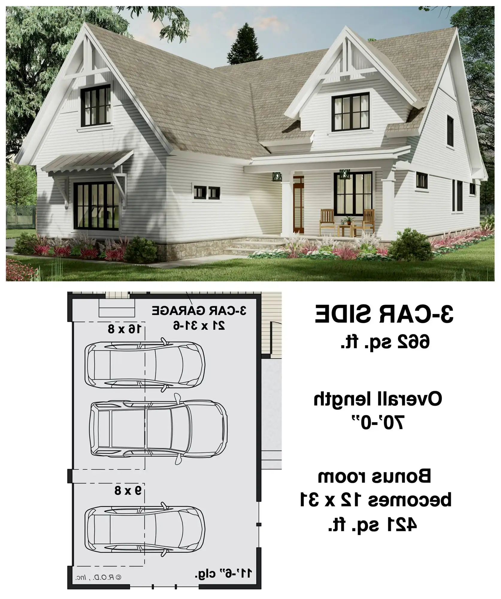 3 Car Garage Side Entry