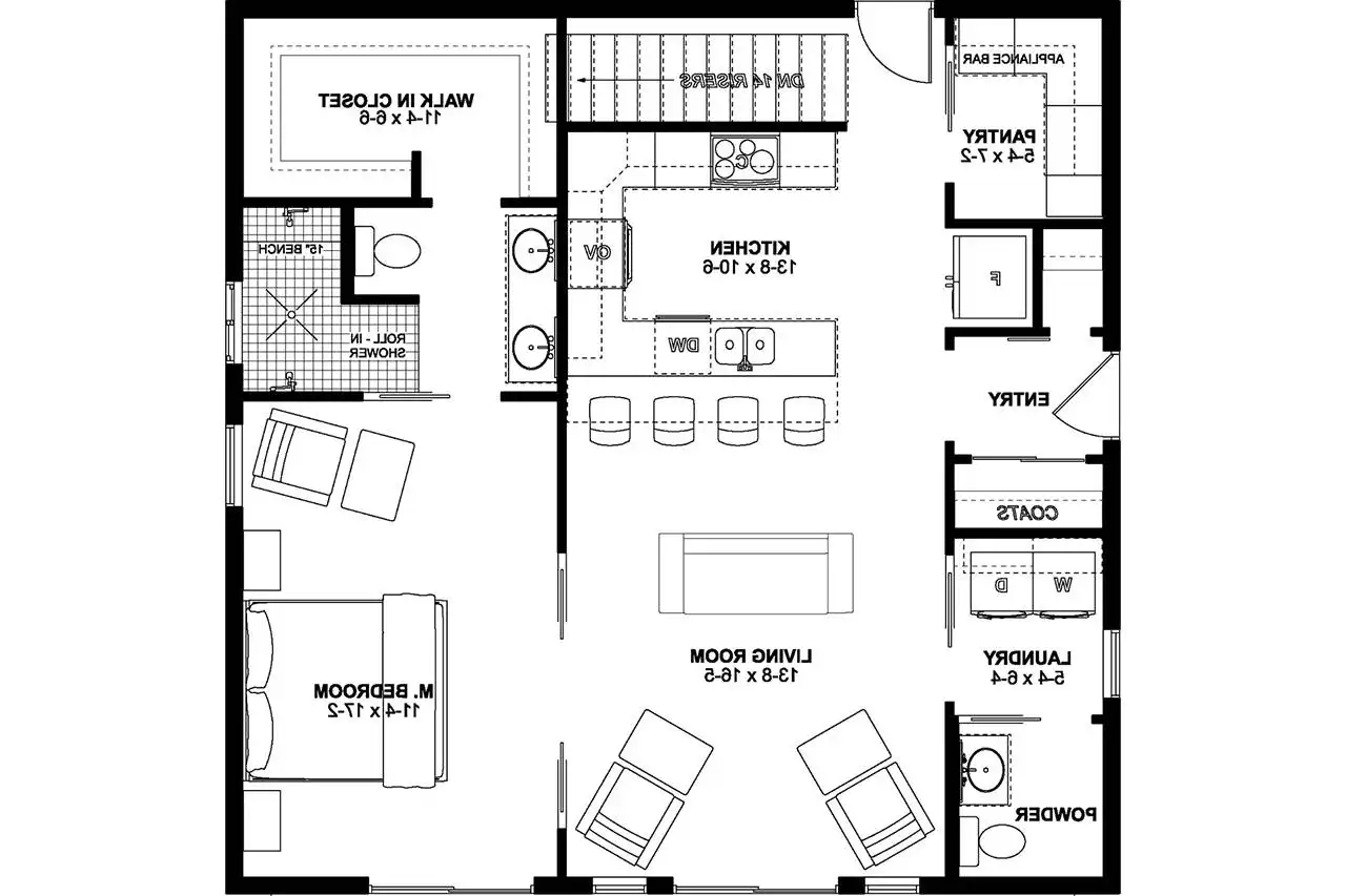 Alternate 1st Floor (Entry Locations & Basement Stairs)