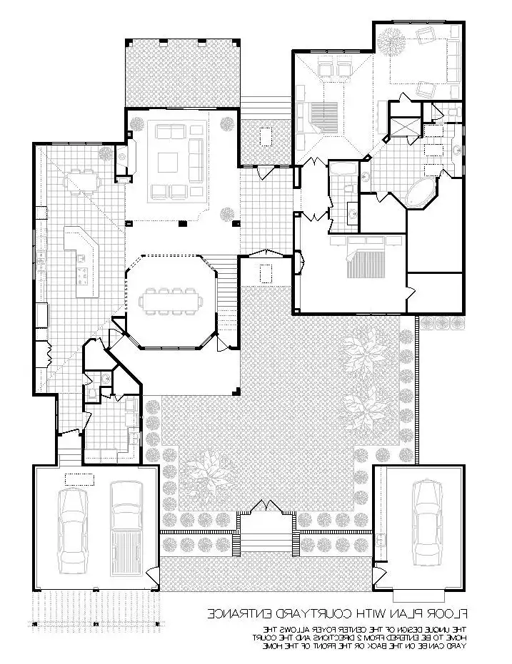 1st Floor Plan with Front Entry Courtyard