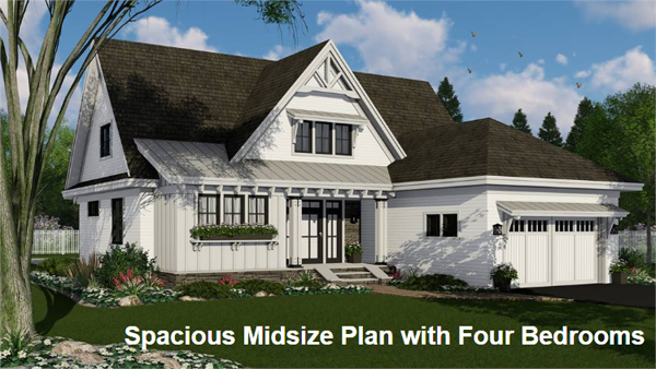 This NEW Midsize Farmhouse Plan with Four Split Bedrooms Is Sure to Be Popular!