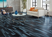 Striking Blue and Black Bamboo Flooring That Sets a Cool, Bold Tone
