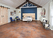 Vinyl Plank Flooring with a Range of Dark and Rusty Orange Colors