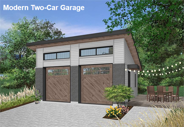 A Garage Plan with Parking for Two and High Windows for Light