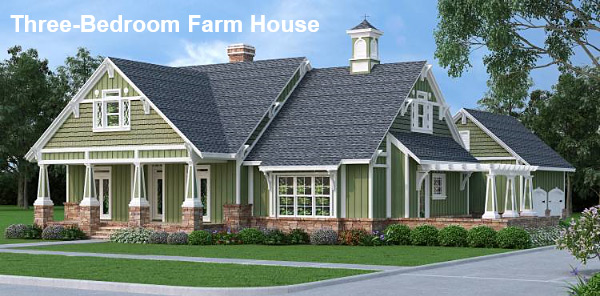 Small Farm House Plan With Three Bedrooms