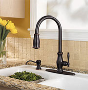 A Bar/Prep Single Pull-Down Faucet in a Dark Bronze Finish