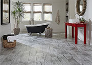 Waterproof Ceramic Flooring That's Easy to Install, Needs No Grout, and Looks Like Aged Wood
